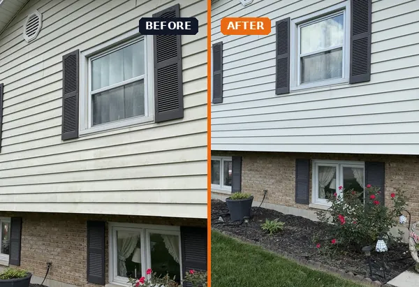 Soft washing siding before and after