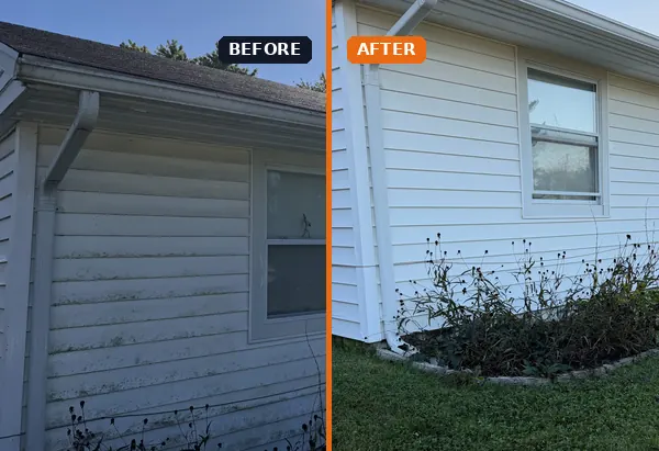 Soft washing siding before and after