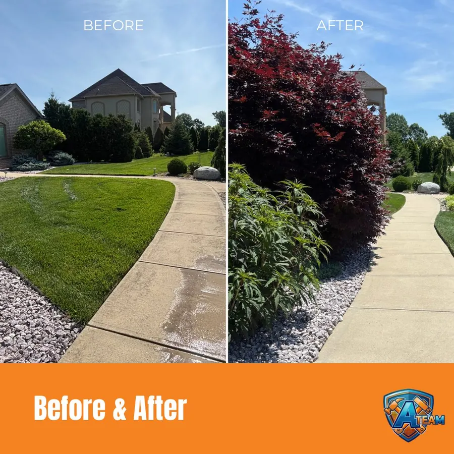 Commercial property pressure washing before and after — Dayton, Ohio