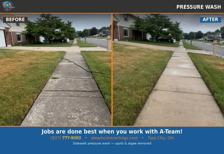 Sidewalk Pressure Wash before and after — Tipp City, Ohio