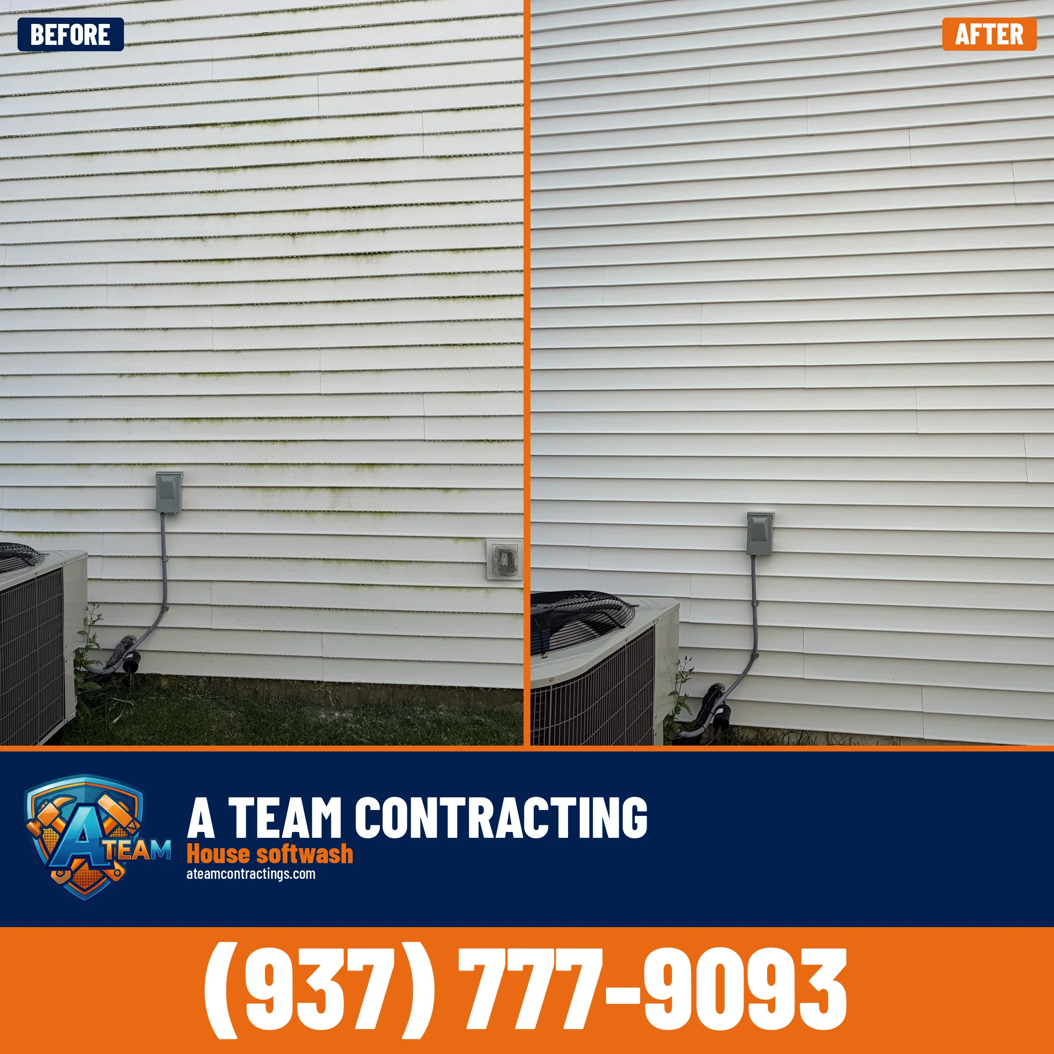 Softwash close-up before and after — Tipp City, Ohio