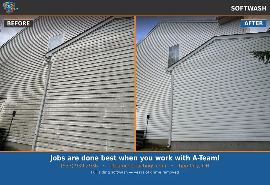 House siding soft washing &mdash; Miami County, Ohio, after