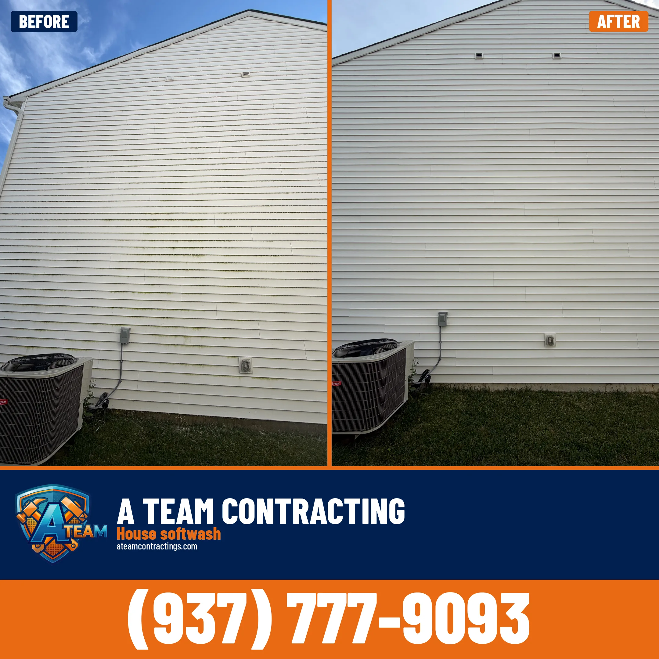 Gable softwash before and after — Tipp City, Ohio