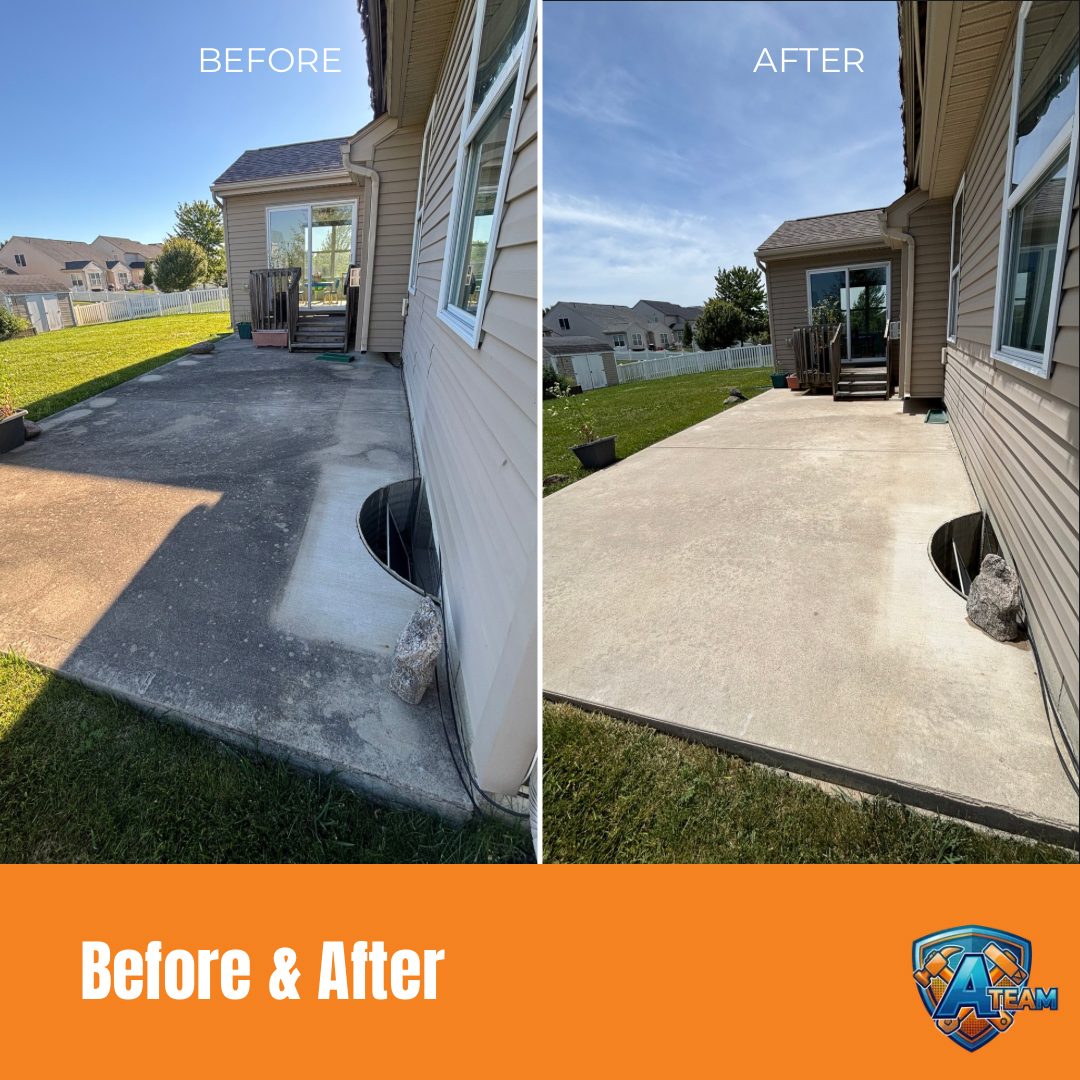 Concrete Patio Wash before and after — Miamisburg, Ohio