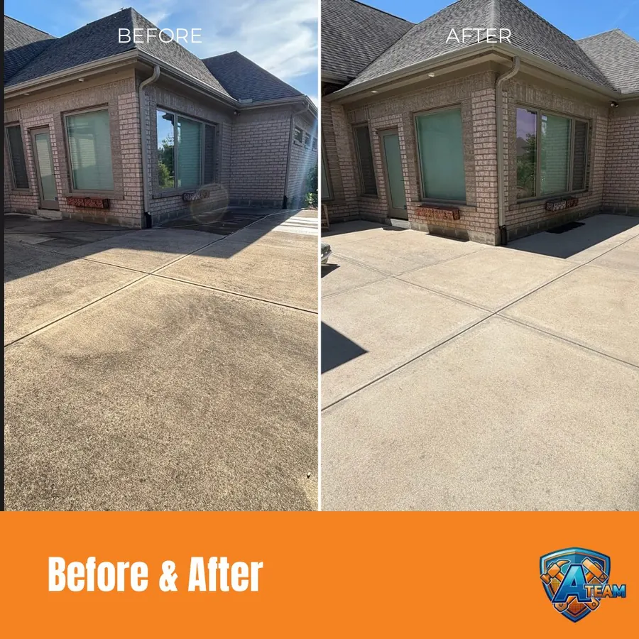 Brick home driveway cleaning before and after — Miami Valley, Ohio