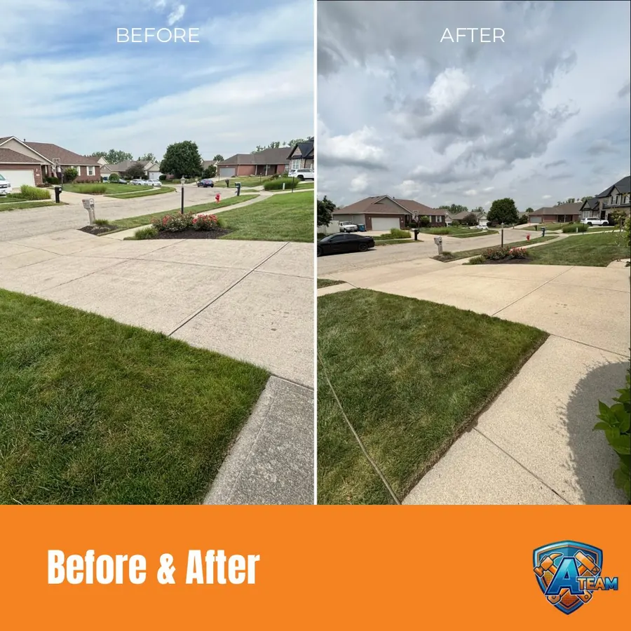 Neighborhood driveway washing before and after — Dayton, Ohio