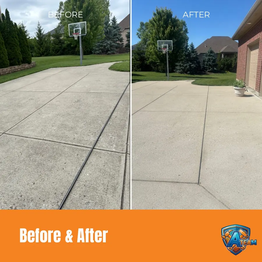 Driveway pressure washing before and after — Troy, Ohio