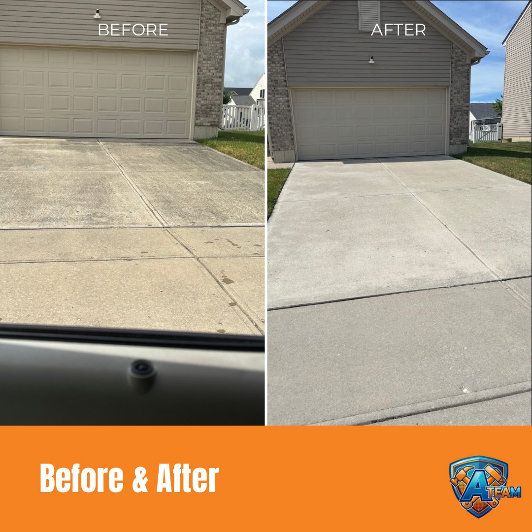 Garage Driveway Clean before and after — Huber Heights, Ohio