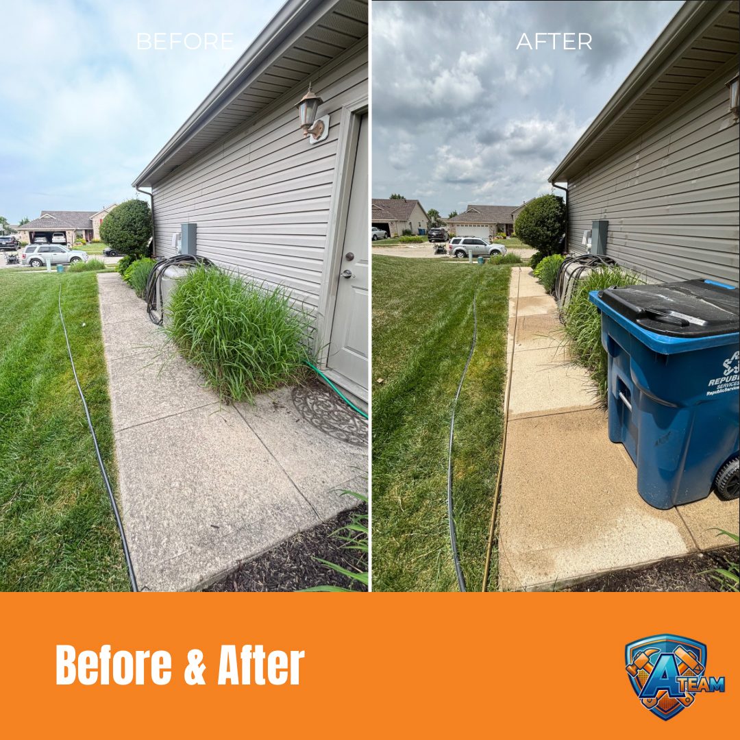 Side Walkway Clean before and after — Troy, Ohio