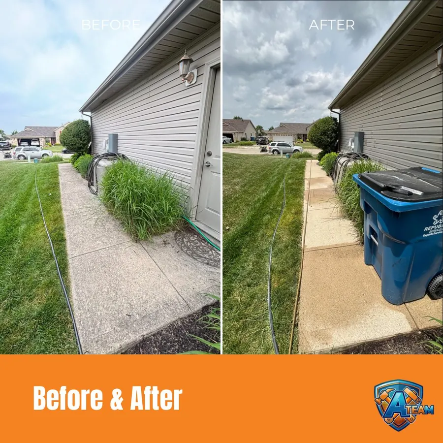 Side walkway cleaning before and after — Troy, Ohio