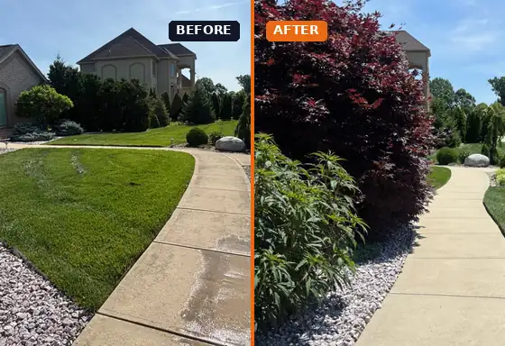 Front walkway pressure washing before and after in Centerville, Ohio by A Team Contracting