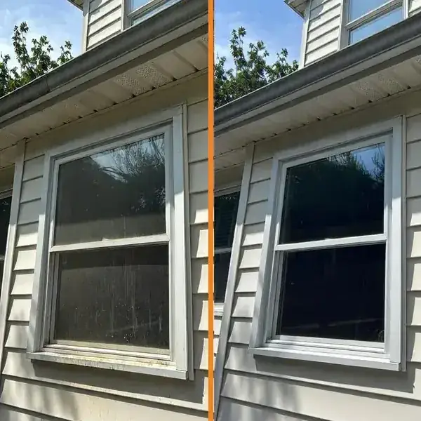 Window cleaning before and after