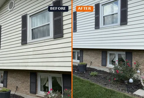 House siding soft wash before and after in Kettering, Ohio by A Team Contracting