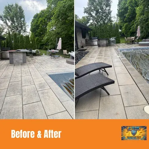 Pool deck transformation before and after