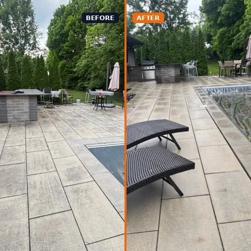 Pool deck transformation before and after